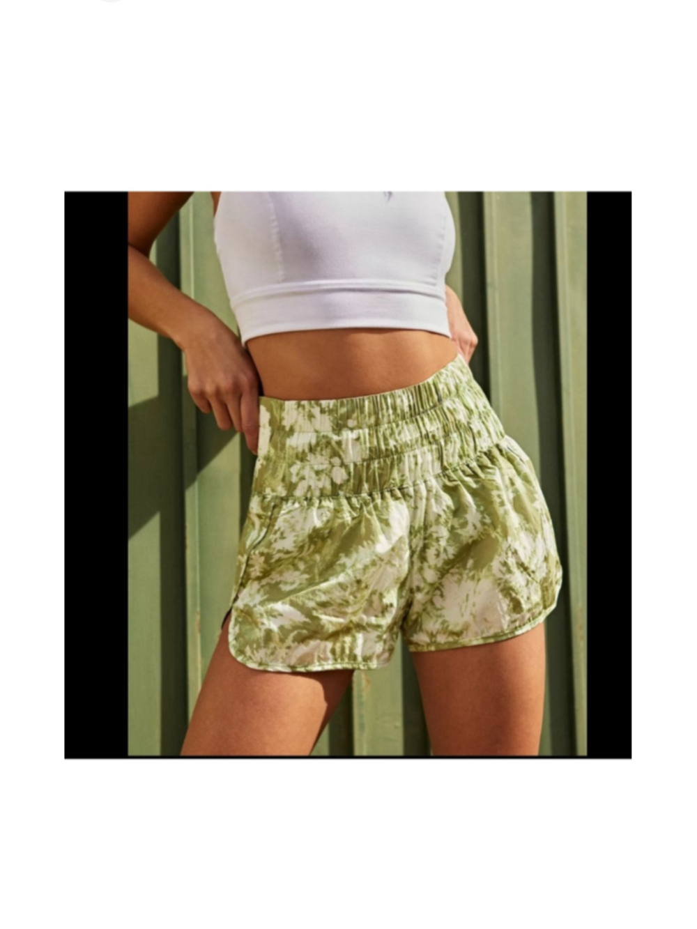 Women's FP Movement The Way Home Green and White Athletic Shorts Size M